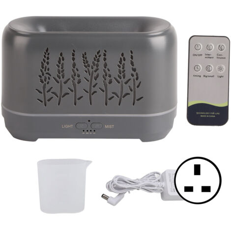 200ml Essential Oil Diffuser Hollow Out Quiet Diffuser with Flame Light and Remote Control for Sleep Work Study 100‑240V UK Plug