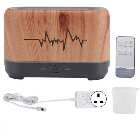 200ml Essential Oil Diffuser Remote Control Quiet Aroma Mist Diffuser Humidifier with Hollow Flame Light 100‑240V UK Plug