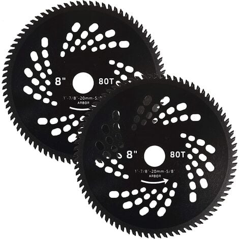 AOUGO 200mm-80T, 2 Piece Set, 25.4mm Arbor, With 22.23-20-15.88mm Washer Adapter, Brush Cutter Blade