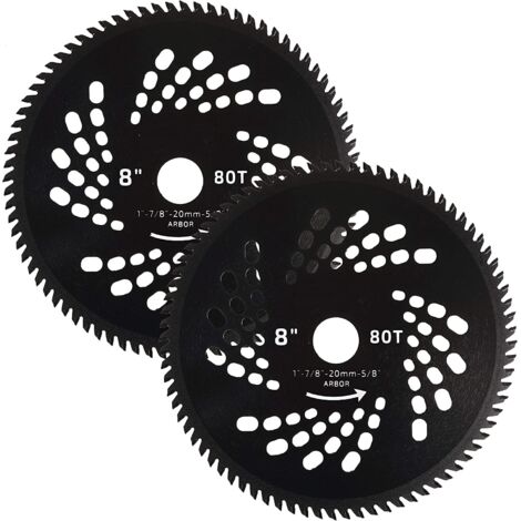 200mm-80T, Ensemble 2 Pièces, Arbre 25.4mm, Avec Adaptateur de Rondelle de 22.23-20-15.88mm, Lame de Débroussailleuse