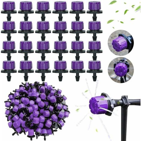 200Pcs 1/4" Goutteur Irrigation, Goutteurs réglables d'irrigation arrosage Goutte à Goutte (Mauve)