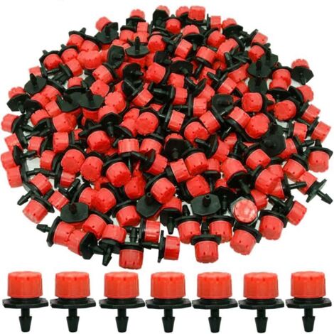 200Pcs 1/4" Goutteur Irrigation, Goutteurs réglables d'irrigation arrosage Goutte à Goutte pour Plante Jardin Serre Potager Gazon