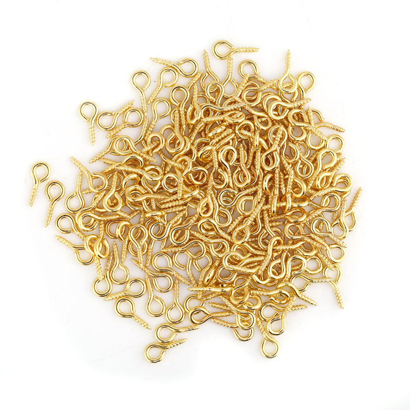 Image of 200pcs / Bag Eye Pins Eyepins Legierungsfadenschrauben Haken Schmuckbefunde (Gold)