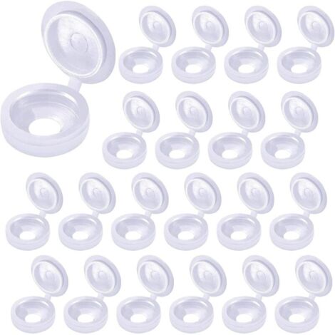 200pcs (Blanc) Capuchons de Vis à Charnière, Cache Vis Bouchon Plastique Couvercles à Vis Rabattables Cache Trou pour Décoration de Maisons, Armoires