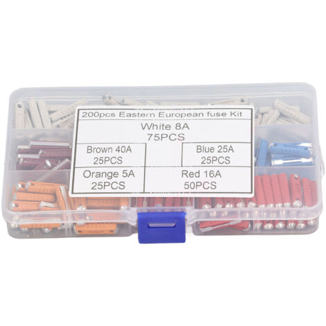 200PCS Fusibles Automobiles Européens 5 Types en Forme de Torpille avec Boîte de Rangement Plastique pour Voitures Anciennes Classiques