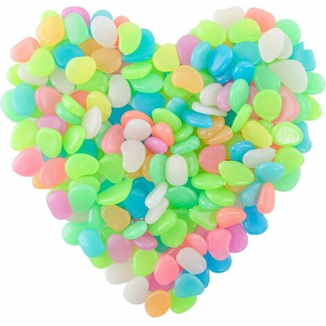 200pcs galets lumineux, pierres fluorescentes, pierres lumineuses colorées, pierres de nuit pour la décoration de jardin d'aquarium