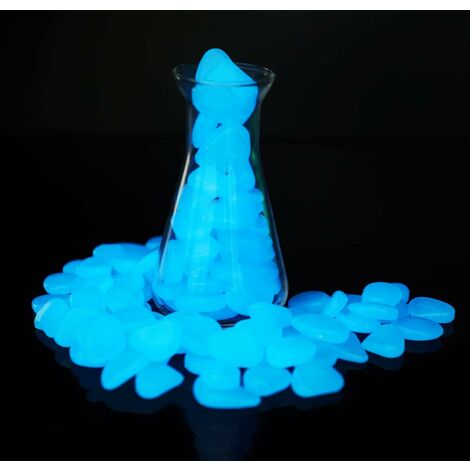200pcs Glow Stones, Blue Glow Pebbles, Decorative Stones at Night for Outdoor Garden Aquarium Walkways Pool Path Lawn