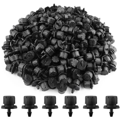 200pcs Goutteur Irrigation Réglable, 1/4'' Système Dirrigation Goutte à Goutte Micro Flow Drip Head Buses de Brouillard Dirrigation pour Jardins Potagers ou Massifs de Fleurs (Noir)