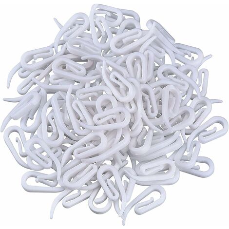 Paquet de 12 Plastique Blanc Tringle de rideau de douche Anneaux//crochets