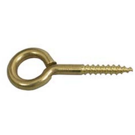 200PZ OCCHIOLO CON VITE PER LEGNO OTTONE LUCIDO - mm.18x40 -  mm.3x16