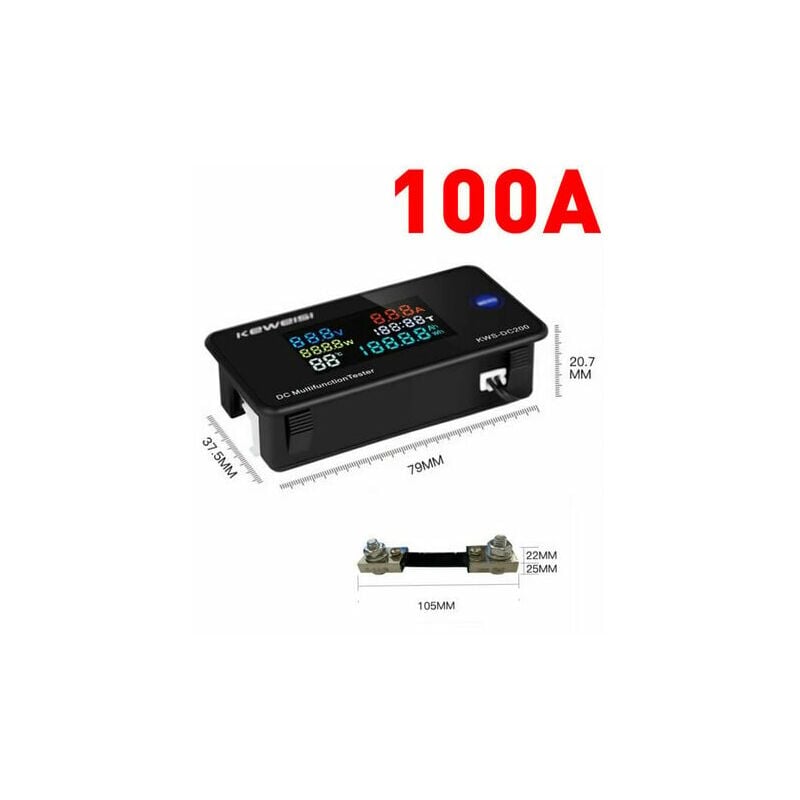 0-200V 100A dc Digitalanzeige Spannungs- und Strommessgert Farbdisplay Leistungstemperatur-Tester Timer | 09160366411429