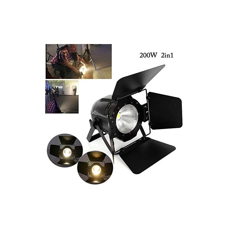 Gojoy - 200W cob led par Audience Projecteur 2in1 Eclairage de scène Blanc chaud Lumière dmx dj Scènes Audience Blinder Sound, Auto Film Support