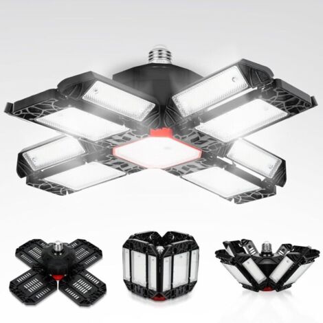 200W LED-Deckenleuchte für Garagen, 20000 Lumen 6500K, verformbar, mit 12 verstellbaren Paneelen, E26/E27 LED-Deckenleuchte für Werkstätten, geeignet für Garagen, Keller, Geschäfte, Werkstätten und La
