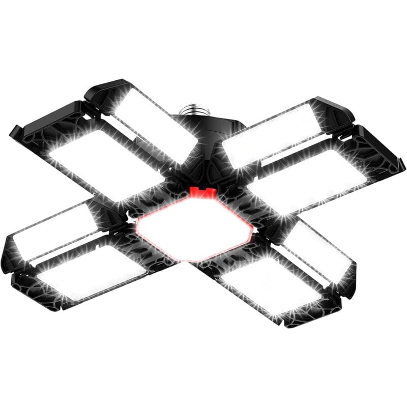 200W led Lampe d'atelier Eclairage de garage 1 pcs 6500K Plafonnier déformable avec 12 Panneaux Réglables - E26 / E27 Bay lumière pour cave magasin
