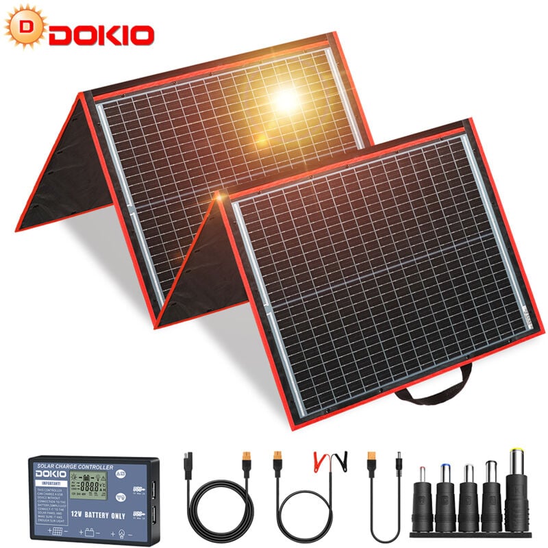 160w monocristallin Panneau solaire portable pliable pour VR/Camping/phoner - Dokio