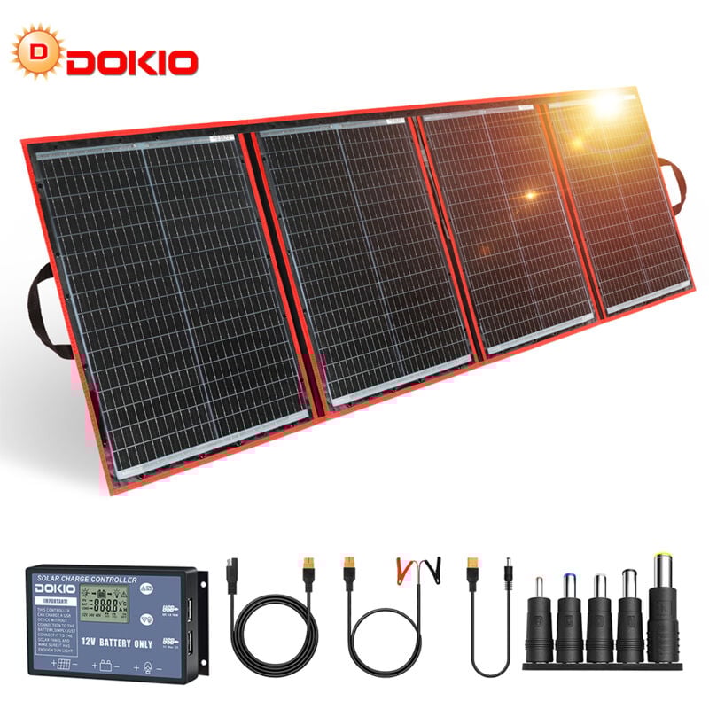 Dokio - 200w monocristallin Panneau solaire portable pliable pour VR/Camping/phoner