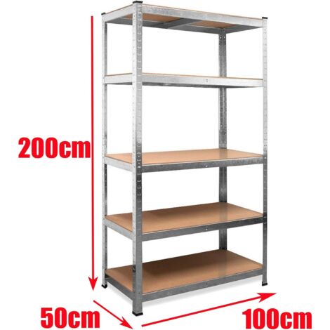 200x100x50cm Lagerregal Kellerregal Werkstattregal Schwerlastregal Einstellbar Regal bis 875 kg, Metall-Regal Regalsystem für Garage, Werkstatt, Speisekammer - Verzinkt