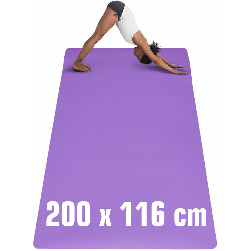 Eyepower - 200x116 Tapis de Sport xxl - 6mm Tapis de Yoga Large Tapis Fitness Antidérapant - aubergine