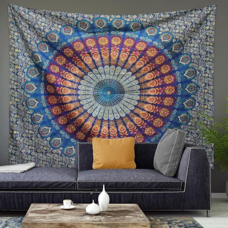 Achat 2x3 Ft - Tapisserie indigo imprimée en bloc de main en coton tissé à  la main, tenture murale, décoration intérieure, tapis de tapisserie, art  mural indigo, décoration murale traditionnelle. en gros