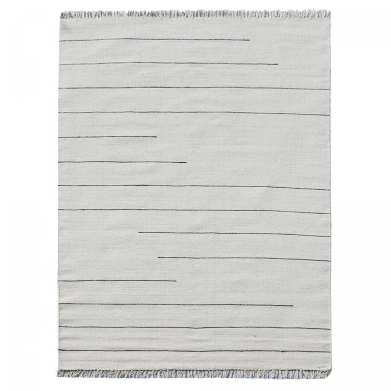 Tapis kilim fait main en laine 160x230 crème et gris rectangle motif simple