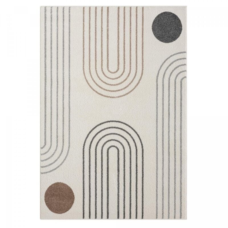 Dezenco - Tapis salon et chambre 120x170 crème rectangle tissé motif géométrique rerand