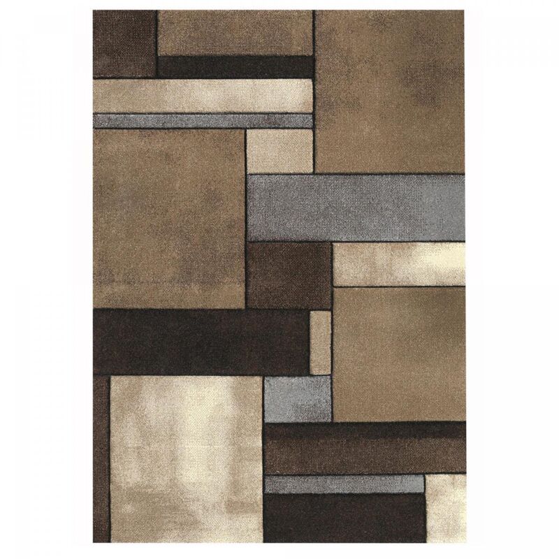 Unamourdetapis - Tapis salon et chambre 100x100 beige carré tissé motif géométrique geome