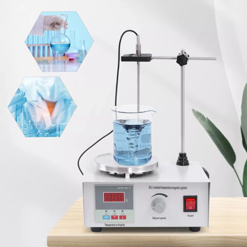 Image of 201 Edelstahl Magnetischer Rührer Lab Magnetrührer mit Heizplatte Digitaler Temperaturanzeige