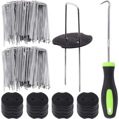 201-teiliges Gartenpfahl-Set, 100 15 cm lange, U-förmige Befestigungsnägel für Bodendecker, Zäune und Kunstrasen