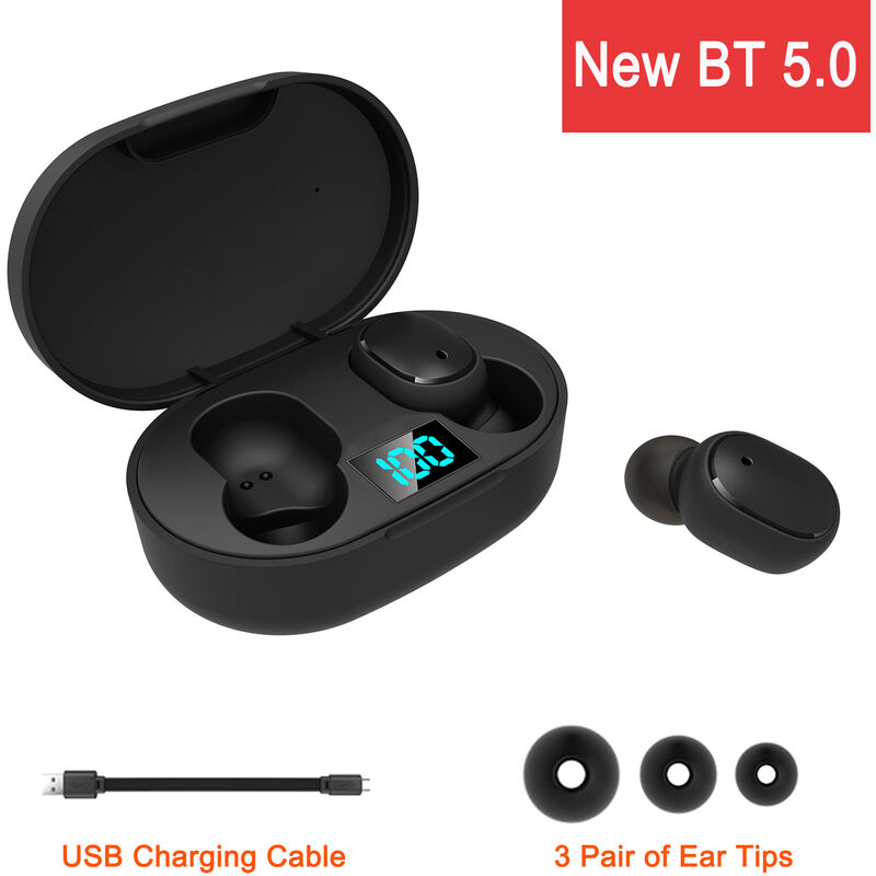 

2019 nuevos auriculares estereo inalambricos estereo True Wilress estereo E6S BT 5.0 con pantalla LCD, microfono dual impermeable en la oreja,