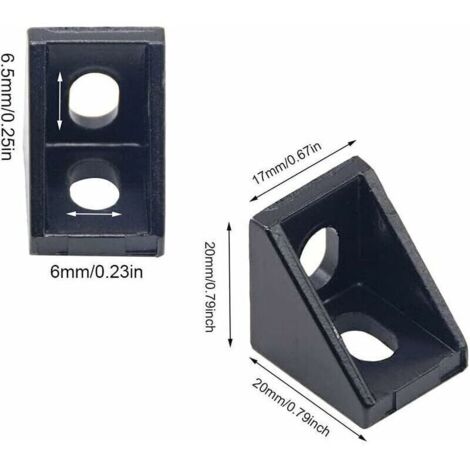 2020 pièce d'angle en aluminium Angle Code Triangle support connexion à Angle droit 30 pièces moulage sous pression Angle Code 2020 noir