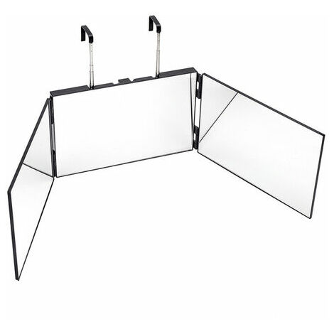 2022 Degrés Pliant Salle De Bains Miroir De Maquillage Rasage Cosmétique Outil Vue Arrière Hauteur Triple Réglable 360, Noir sans Led