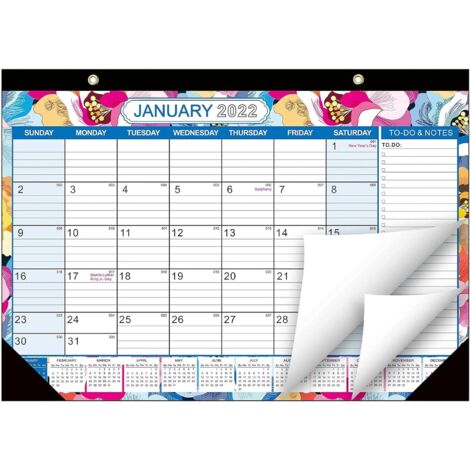 2022.1–2023.6 Englischer großer Blumentischkalender, 18 Monate, kreativ gestaltet