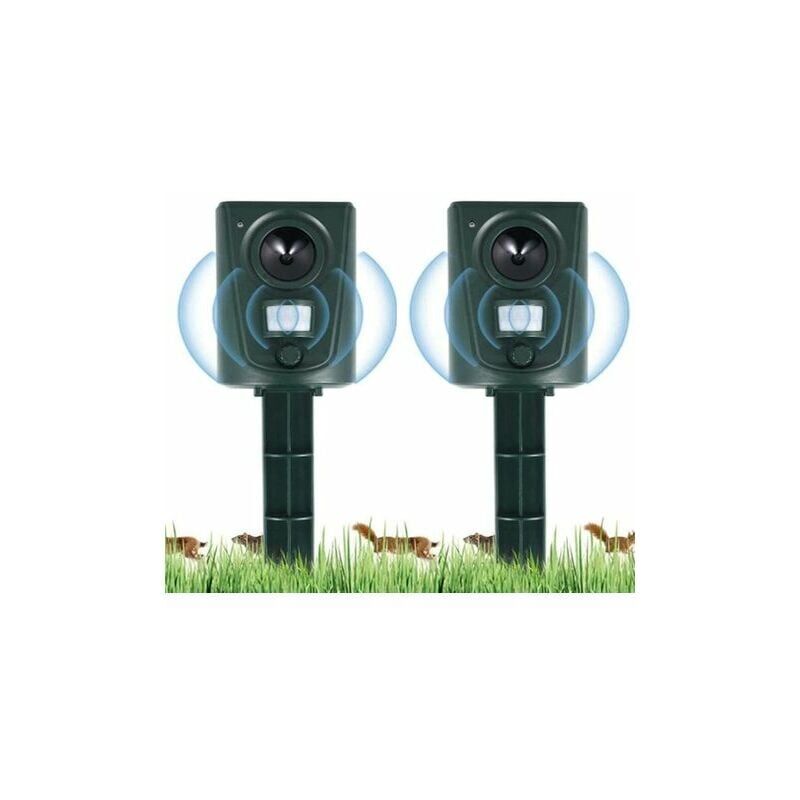 2023 2X Répulsif Chat Jardin à Ultrasons, Répulsif Chats avec Piquet au Sol Prévenir Les Chiens et Les Chats, Les Oiseaux, pour Jardins, Champs,