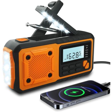 2023 última radio de emergencia, radio de manivela solar PowerBank de 4000 mah, radio meteorológica portátil AM/FM/WB/noat, alarma de radio de supervivencia SOS multifunción para el hogar al aire libr