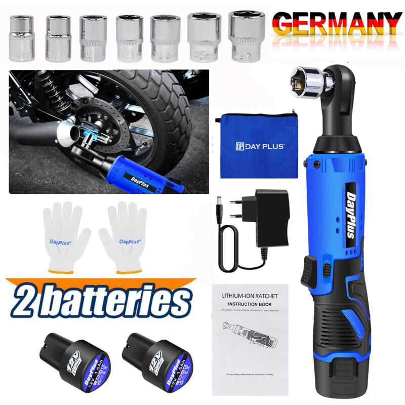 Image of Dayplus - 2024 Akku Ratsche Ratschenschl Ssel 3/8 Zoll 90 Winkel Elektroschl Ssel 2x Akku