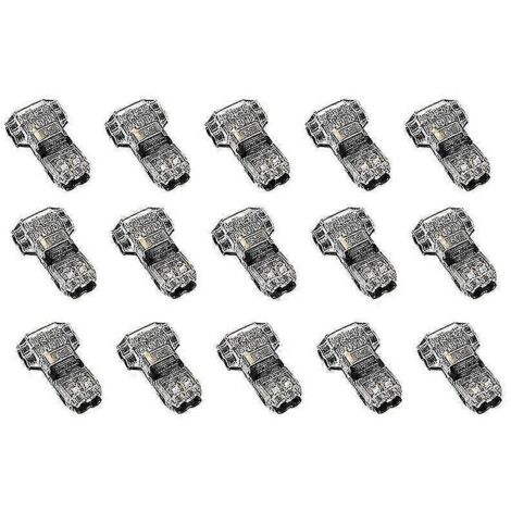 2024 Lot de 15 connecteurs de fils 3 voies 2 broches basse tension universels compacts en T, sans dénudage