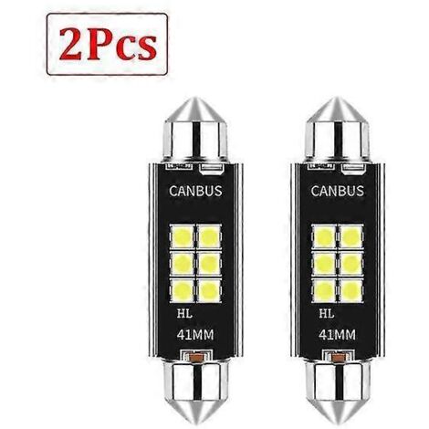 2024 Lot de 2 ampoules LED C5W/C10W Canbus Festoon 31 mm, 36 mm, 39 mm et 41 mm, puce 3030, 12 V/24 V, éclairage intérieur de voiture (plafonnier, liseuse)