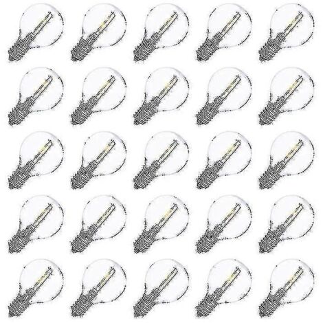 2024 Lot de 25 ampoules LED G40 E14 de rechange 0,6 W 2700 K à filament