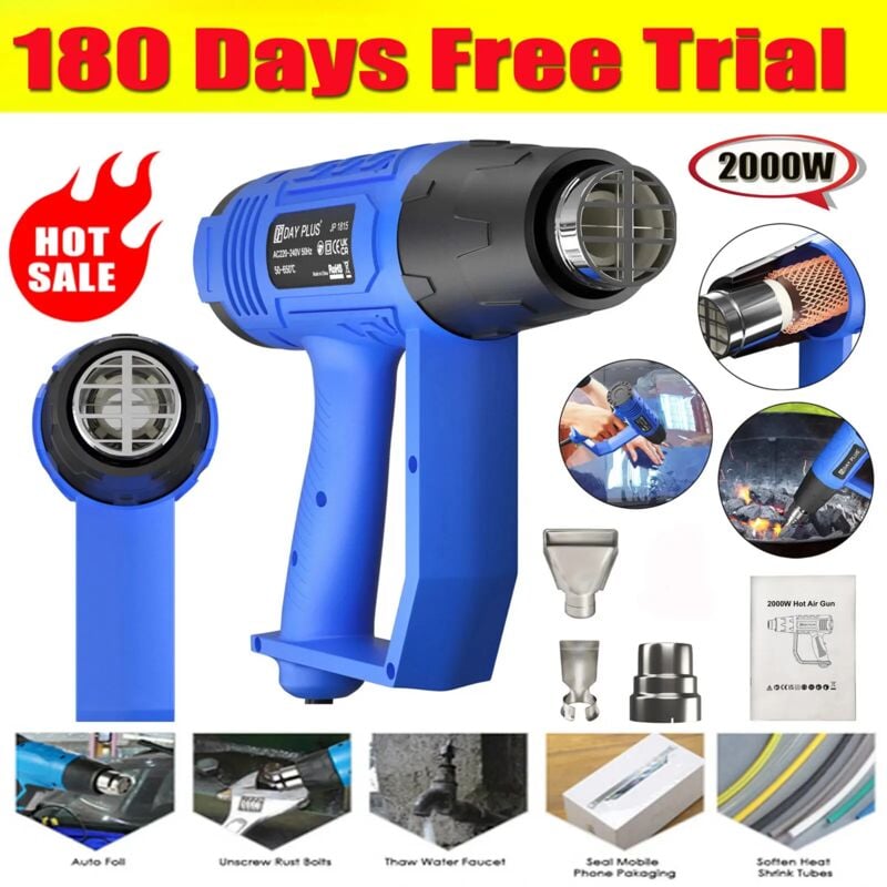 Day Plus - 2024 Pistolet à air chaud Pistolet à air chaud Chauffage Enveloppe rétractable Embossage Séchage Peinture Artisanale 2000W