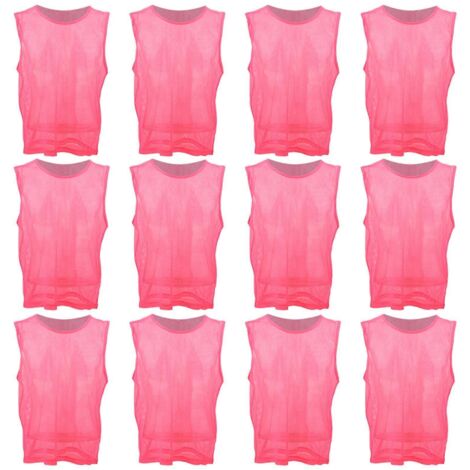 202412 pièces Grand gilet d'entraînement de football respirant en maille pour adulte, rose rouge, taille unique