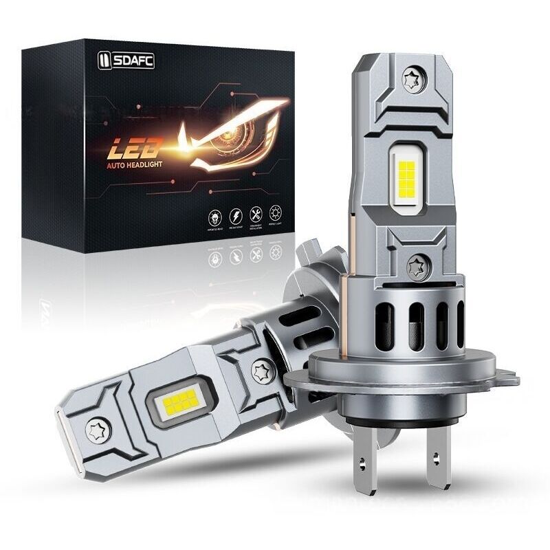 Ampoules LED 2025 H7 pour phares, format mini 1:1 S2S, 33 000 lm (luminosité accrue de 900 %), 140 W, 6 500 K, ventilateur de refroidissement 14 000