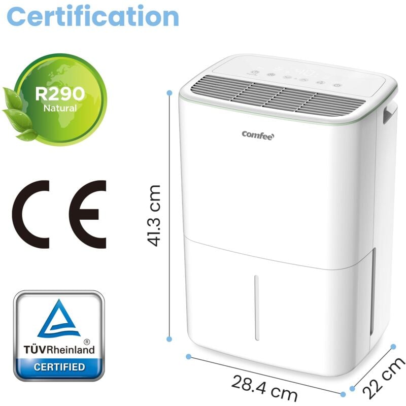 Comfee - 2025 Déshumidificateur Portable 10L Jour,3 Modes au Choix,Réservoir 2,5L, Bruit Faible 36dB