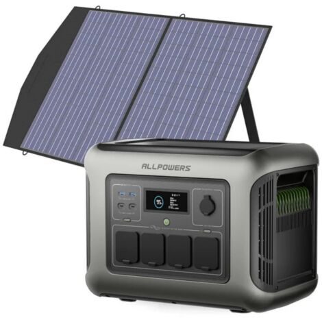 (2025 New) ALLPOWERS R1500 LITE Portable Power Station with 100W Solar Panel, 1056Wh LiFePO4 Battery, 1600W AC/100W USB-C Output Portable Power, Fast Charge Solar Generator for Outdoor Camping RV
