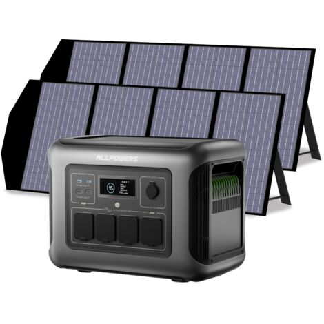 (2025 New) ALLPOWERS R1500 LITE Portable Power Station with 2 x 140W Solar Panels, 1056Wh LiFePO4 Battery, 4X 1600W AC Outlets (3200W Max), 15ms UPS, Fast Charge Solar Generator for Outdoor Camping RV