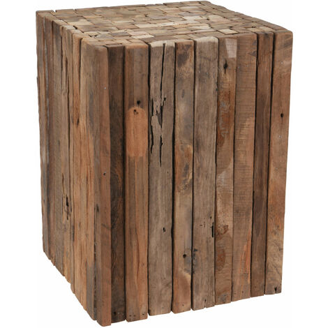 2.03 Holz Hocker 30x30x40 cm - Eckiger Holzhocker mit Holzlatten