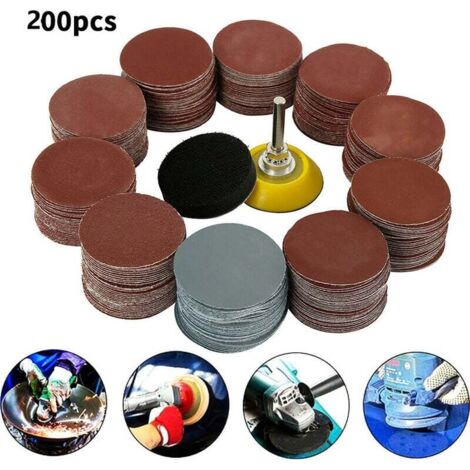 203 Pièces Disques Abrasifs 50mm Disques de Ponçage Grain 80 180 240 320 400 600 800 1000 2000 30000 pour Meulage Fraisage Gravure