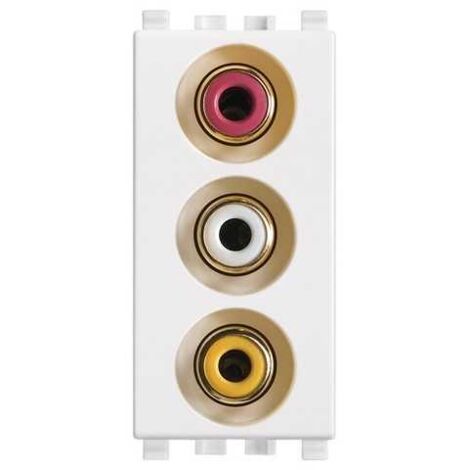 20335.B Enchufe con 3 Conectores RCA Blanco Eikon