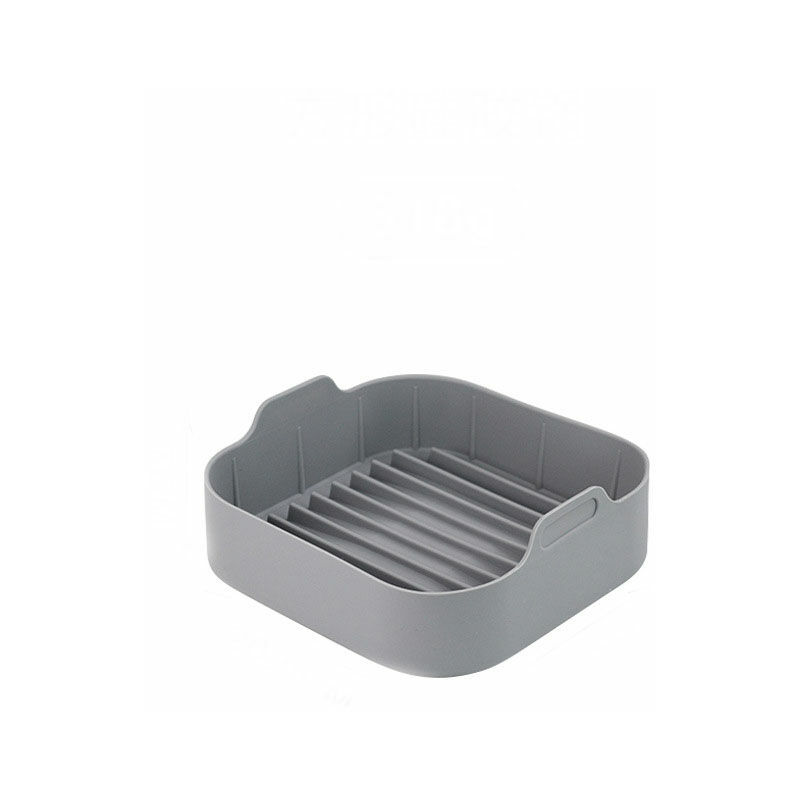 20.5cm Air Fryer Silicone Pan Four Baking Pan Frying Pad Square Remplacement Baking Pan Accessoires (Gris)