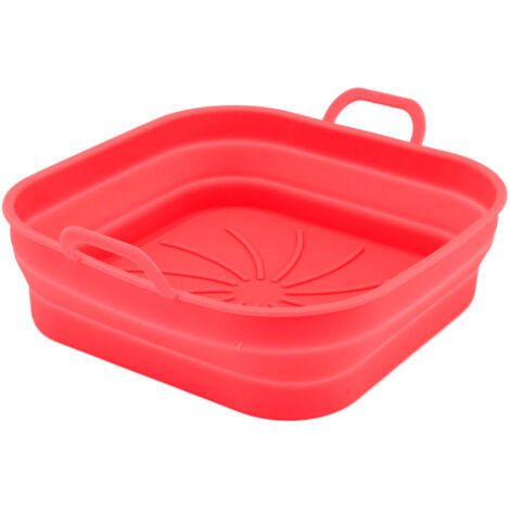 20.5cm Fryer Liners Square Folding Dishwasher Safe Silicone Fryer Pot Basket For Replacement Kitchen Red