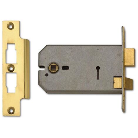 2077-6 3 Lever Horizontal Mortice Lock Polished Brass 149mm UNNY2077PL6